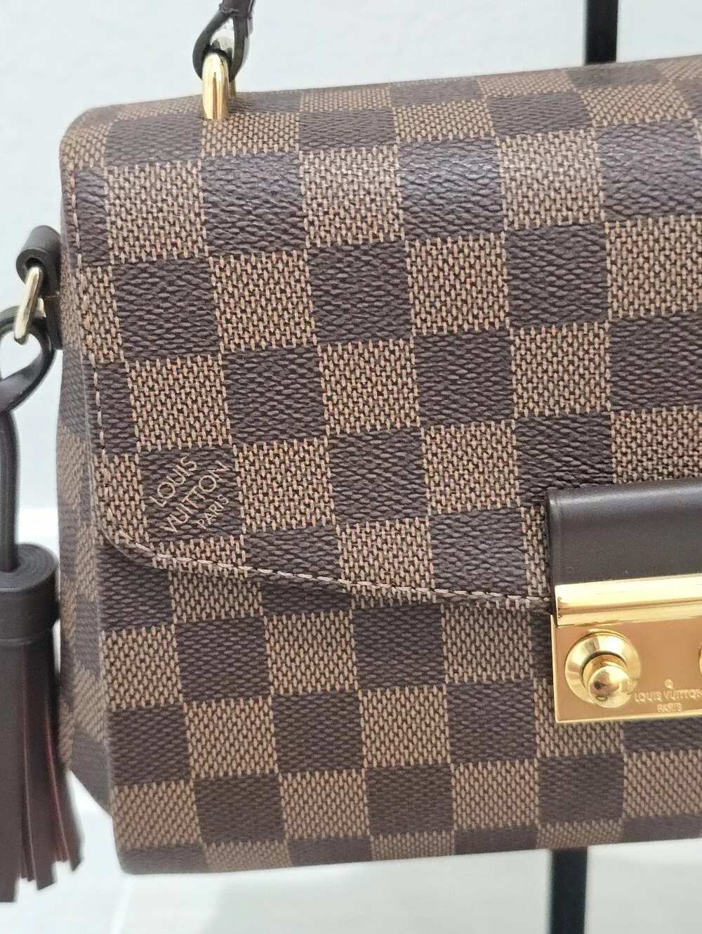Louis Vuitton Croisette Brown Damier Ebene Top Handle Satchel Gold Hardware